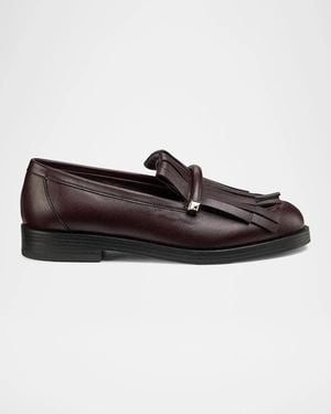 Jimmy Choo Eska Kiltie Fringe Leather Loafers - Black