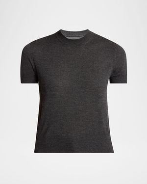 Givenchy Cashmere Short-Sleeve Crewneck Sweater - Black