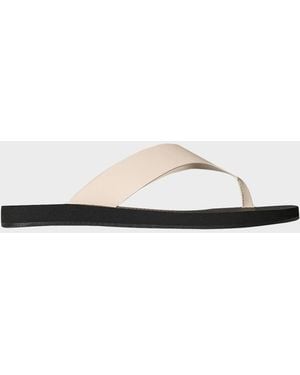 The Row Dune Classic Leather Thong Sandals - White