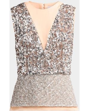 Rabanne Haut Sequined Peplum Top - Gray