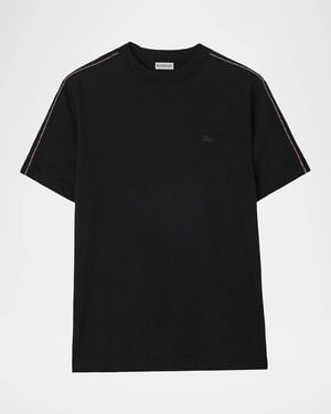 Burberry Apos;S Seth Check Piping Cotton Crewneck T-Shirt - Black