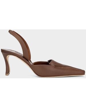Manolo Blahnik Cleosli 70Mm Leather Slingback Pumps - Brown