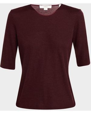 Vince Satin-Trim Wool Sweater - Purple