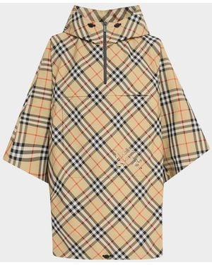 Burberry St. Cady Packaway Check Twill Cape - Natural