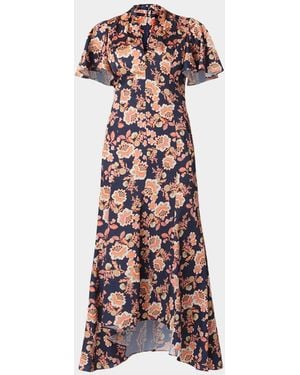Shoshanna Cinnie Floral Slip Midi Shirtdress - White