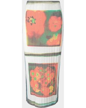 STAUD Noemi Striped Midi Skirt - White