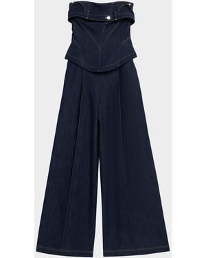 Et Ochs Jordan Strapless Corset Denim Jumpsuit - Blue