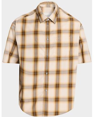 Ami Paris Apos;S Ami De Coeur Boxy-Fit Plaid Short-Sleeve Shirt - Natural