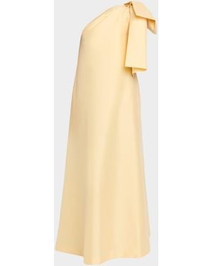 BERNADETTE Winnette One-Shoulder Taffeta Bow Gown - Natural