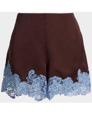 A.L.C. Pipa Satin And Lace Shorts - Brown