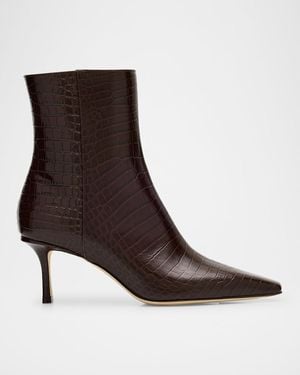 Jimmy Choo Camile Croc-Embossed Leather Ankle Boots - Brown