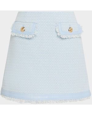 Cinq À Sept Deva Birdseye Tweed Mini Skirt - Blue