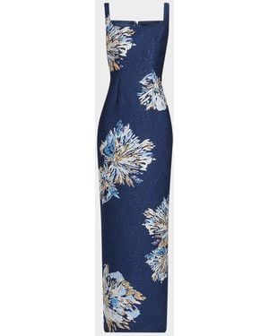 Saloni Bora Brocade Column Dress - Blue
