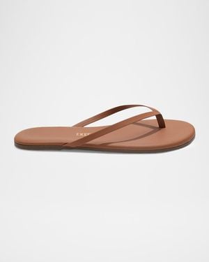TKEES Lily Leather Flat Thong Sandals - Brown