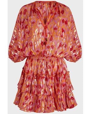 Vilebrequin Abstract Leopard Printed Silk Mini Dress - Red