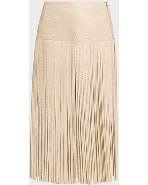 Kobi Halperin Parker Leather Fringe Skirt - Natural