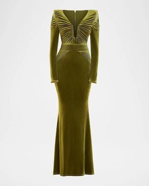 Zhivago Betsy Mixed-Media Gown - Green