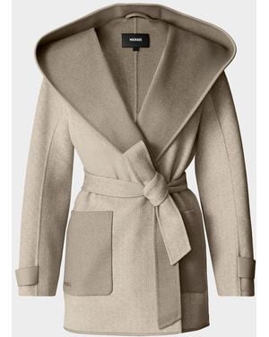 Mackage Paya-Hb Double-Face Wool Wrap Coat With Hood - Natural