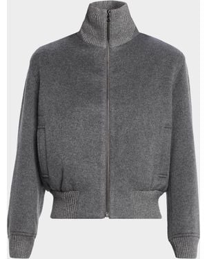 TSE Double-Faced Cashmere Bomber Jacket - Gray
