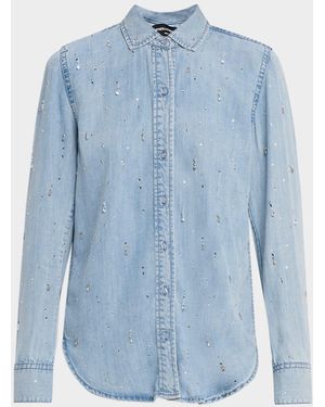 Generation Love Marcello Embellished Denim Button-Front Shirt - Blue