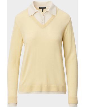 Rag & Bone Anne Layered Wool Polo Sweater - Natural
