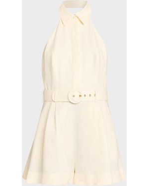 Zimmermann Awaken Linen Halter Playsuit - Natural