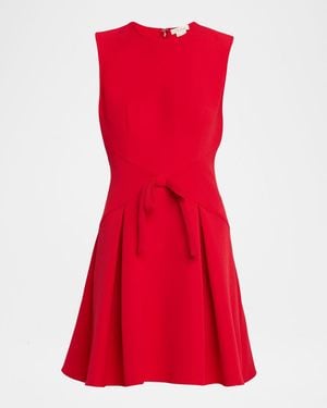 Shoshanna Hattie Sleeveless Bow-Front Crepe Mini Dress - Red