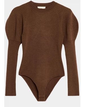 Ulla Johnson Imara Embellished Wool Bodysuit - Brown