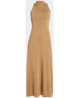 Altuzarra Mitzi Metallic Mock-Neck Midi Dress - Natural