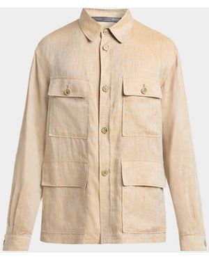 Giorgio Armani Apos;S Linen Relaxed-Fit Field Jacket - Natural