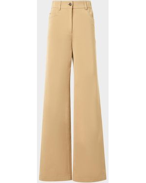 Akris Punto Cooper Wide-Leg Cotton Gabardine Pants - Natural