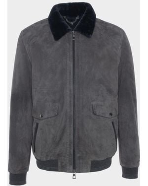 Gorski Apos;S Suede Jacket With Select Shearling Lamb Lining - Gray