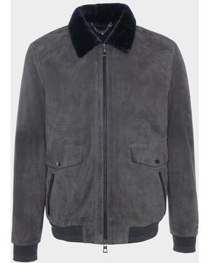 Gorski Apos;S Suede Jacket With Select Shearling Lamb Lining - Gray