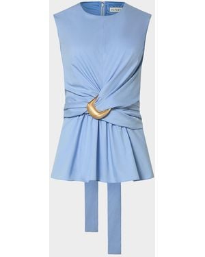 Altuzarra Tizzy Gathered Sleeveless Top - Blue