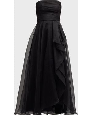THEIA Teresa Draped Strapless Gown - Black