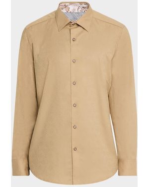 Robert Graham Odyssey Cotton Medallion Jacquard Sport Shirt - Natural