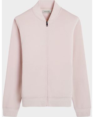 Bugatchi Soft Touch Knit Full-Zip Bomber Jacket - Pink