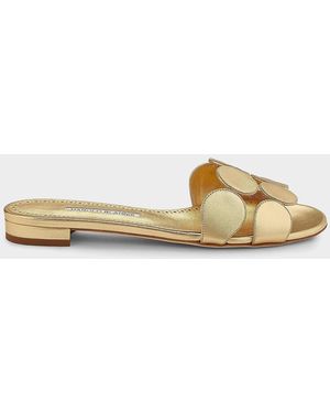 Manolo Blahnik Haribal Disc Leather Flat Sandals - Metallic