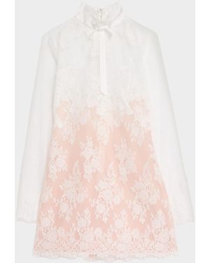 retroféte Faylin Long-Sleeve Lace Mini Dress - Pink