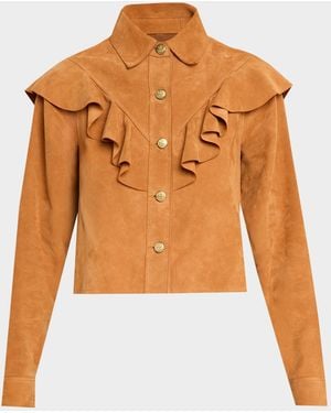 Ulla Johnson Matilde Ruffle Suede Jacket - Multicolor