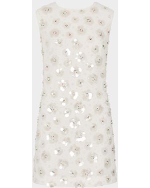 MILLY Ivette Beaded Sequin Floral Mini Dress - Natural