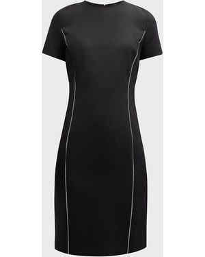 Emporio Armani Embellished Short-Sleeve Techno Cady Dress - Black