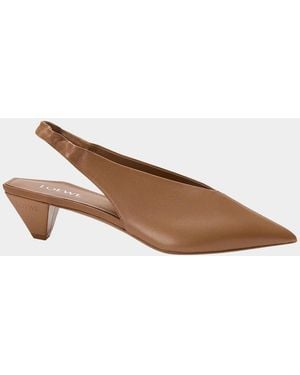 Loewe 45Mm Origami Cubic Leather Slingback Pumps - Brown