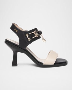 Nero Giardini Bungee Bicolor Leather Dress Sandals - Black