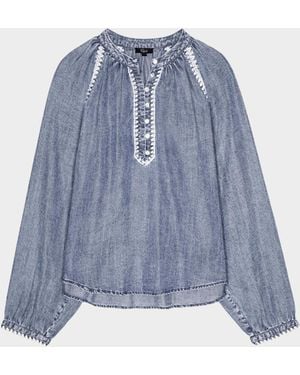 Rails Tali Embroidered Raglan-Sleeve Top - Blue