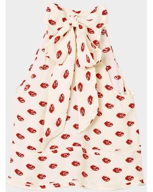 Marc Jacobs Lips Neck-Tie Halter Top - Red
