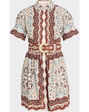 Cara Cara Malena Paisley Mini Shirtdress - White