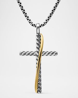 David Yurman Crossover Cross Necklace W/ 18K - Metallic