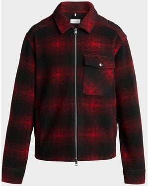Moncler Apos;S Buffalo Check Full-Zip Shirt Jacket - Red