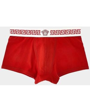Versace Apos;S Medusa Head Greco-Trim Jersey Trunk Brief - Red